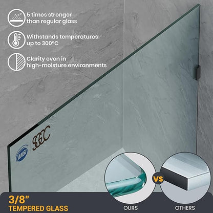 22" W×78.75" H Shower Glass Panel, 3/8" Thick Clear Tempered Glass Panel