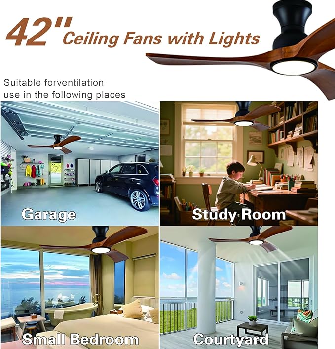 Gaizw 42 Inch Low Profile Ceiling Fans