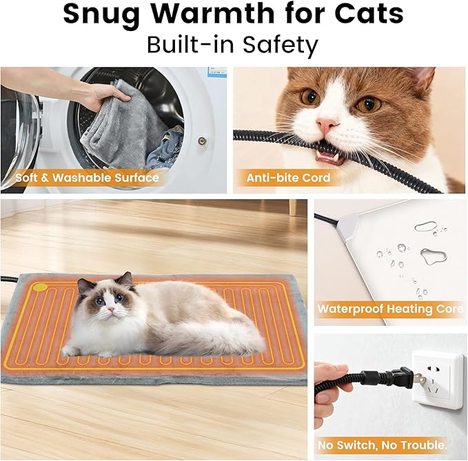 Heated Cat House for Outside in Winter, Weatherproof & Insulated Large Cat Shelter with Heated Cat Bed and 2 Safe Escape Doors for Multiple Stray/Feral Cats(Leaf Pattern, 27.6"x19.3"x21.3")