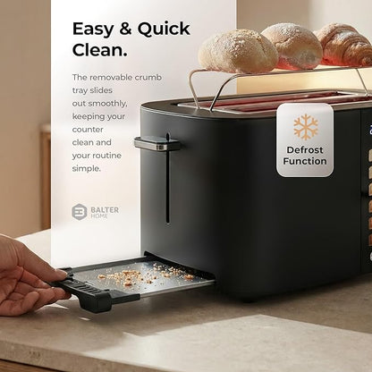 Toaster 4 Slice Wide Slot, Bagel Function, Long Slot, Stainless Steel, Touch