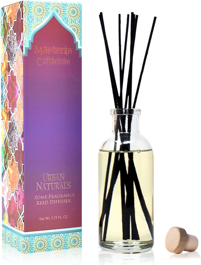 Urban Naturals Moroccan Amber Essential Oil Reed Diffuser Gift Set | Golden