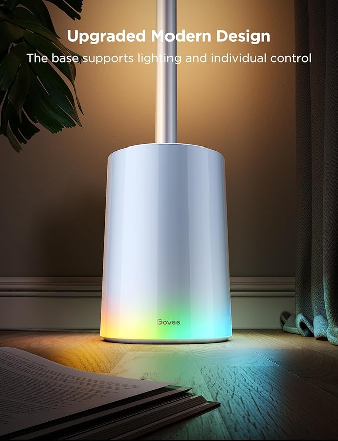 Govee Floor Lamp 2 with Matter, RGBIC, Warm Cool White LED, Alexa Compatible, 1725lm, Music Sync, Scene Modes, Smart Floor Lamp for Living Room, Bedroom, Silver(1 Pack)
