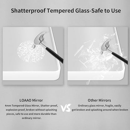 LOAAO 36x36 Inch White Metal Framed Bathroom Mirror