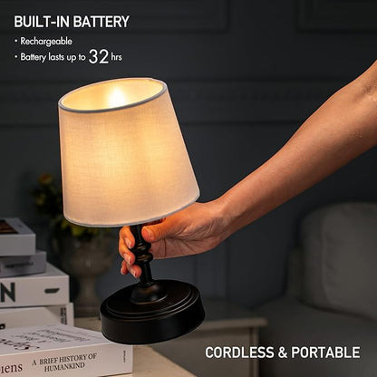 O’Bright Seraph mini – Cordless LED Table Lamp with Dimmer, Built-in Rechargeable Battery, 3-Level Brightness, Patio Table Lamp, Bedside Night Lamp, Ambient Light for Restaurant, Black
