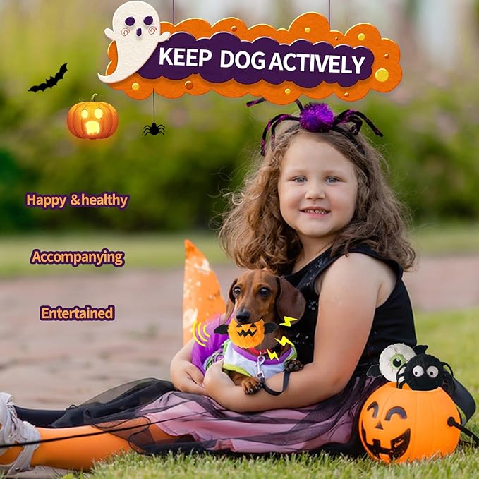 DKING 3Pack Squeaky Dog Balls,2 in1 Funny Puppy Ball Toys,Birthday Dog Toy for Small Medium Dogs (Halloween Ball)