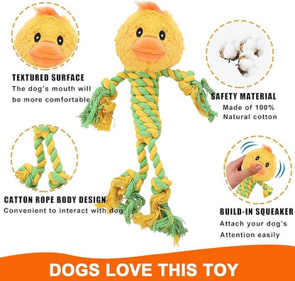 Rope Dog Toys to Keep Them Busy - Tug of War Dog Toys for Boredom Plush Interactive Squeaky Puppy Toys for Small Medium Large Dogs