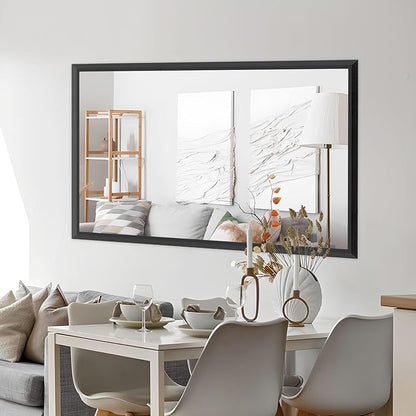 Amorho Black Bathroom Mirror, 72 X36 Inch Thick Metal Framed Wall Mirrors