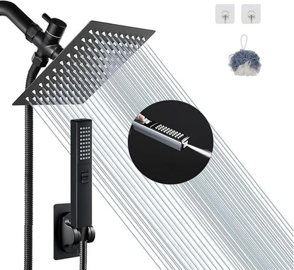 6'' Square High Pressure Rain Black Shower Heads