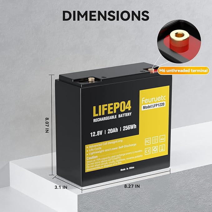 12V 20Ah Deep Cycle LiFePO4 Battery, 12 volt lithium phosphate battery