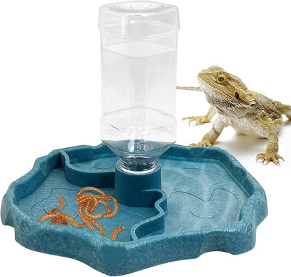 9oz Reptile Water Bottle, Turtle Automatic Feeders Waterer Food and Water Bowl pet Dispenser Bottle Feeding Dish for Lizard Tortoise Chameleon