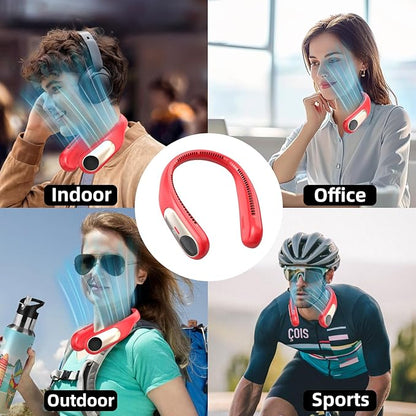 Portable Neck Fan, Personal Wearable Bladeless Fan, LED Display, 6000mAh USB