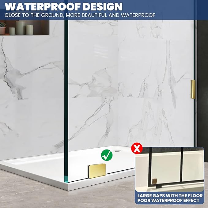Shower Glass Panel 20.5" W×78.75" H, 3/8" Thick Clear Tempered Glass Panel