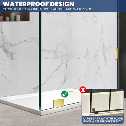 Shower Glass Panel 20.5" W×78.75" H, 3/8" Thick Clear Tempered Glass Panel
