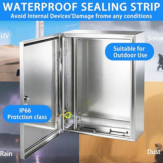 Electrical Enclosure 20x16x8, 304 Stainless Steel Enclosure IP66 Waterproof and