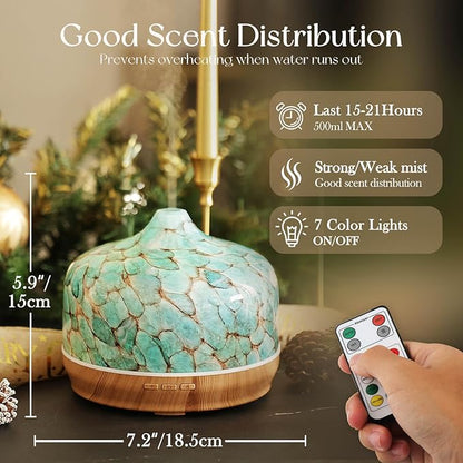 Porseme 500ml Essential Oil Diffuser, Aroma Ultrasonic Humidifier