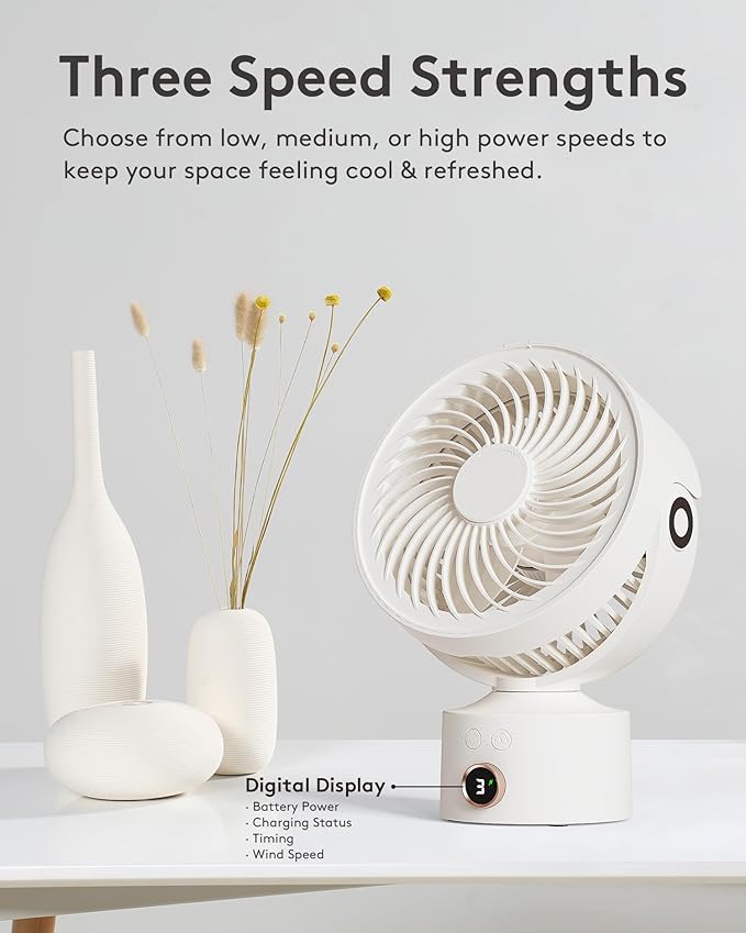 CARONSORT Small Desk Oscillating Fan, Table Air Circulator Fans