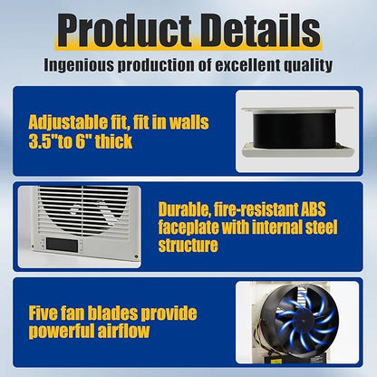 Thiadrs Room to Room Fan 8" Air Vent Fan, 10-Speed Quiet Airflow