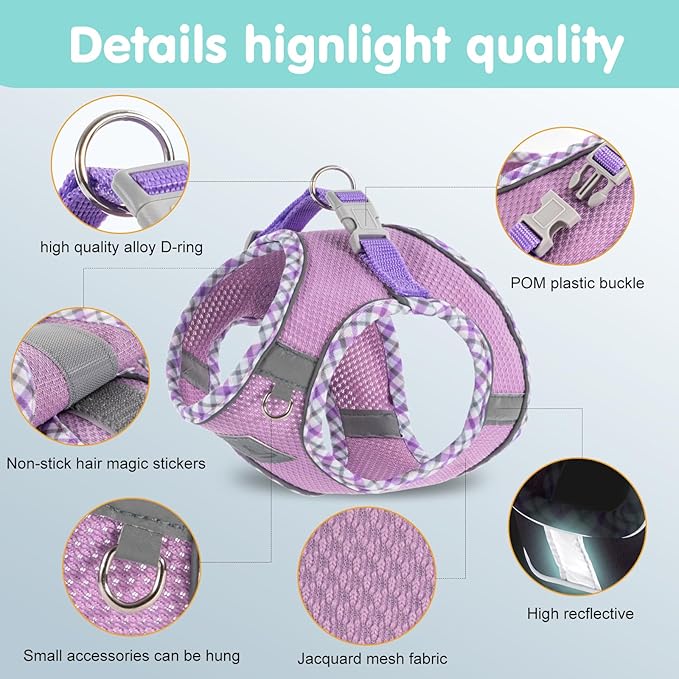Dog Harness and Leash Set, No Pull Soft Breathable Adjustable Reflective Step In Vest Harness for Puppy, Kitten, Cats