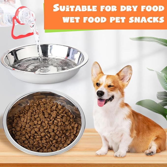 Patelai Stainless Steel Dog Bowls with Silicone Lids for 1.9 Cups Portable Food and Water Dishes for Pets Sealable Containers for 6.3" for Cats & Small Dogs(4 Pcs,Dark Blue,Pink)