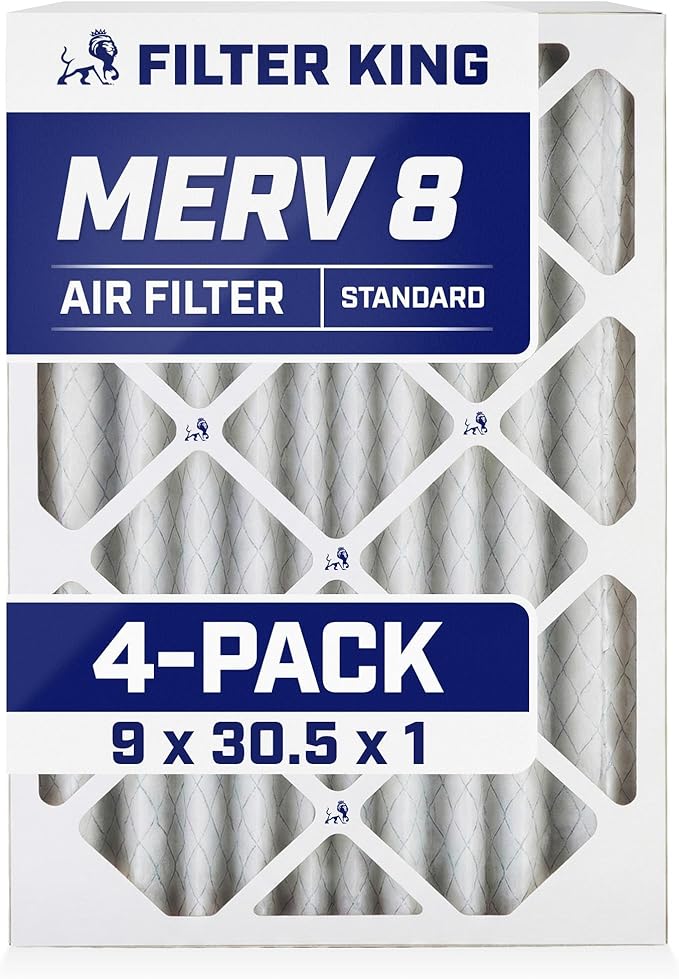 Filter King 9x30.5x1 Air Filter | 4-PACK | MERV 8 HVAC Pleated A/C Furnace