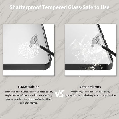 LOAAO Black Metal Framed Bathroom Mirror