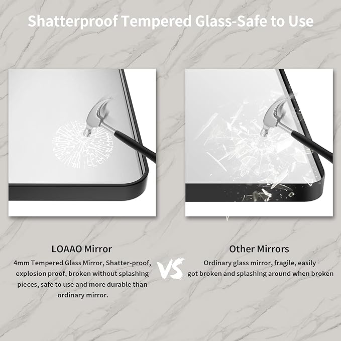 LOAAO 30X36 Inch Black Metal Framed Bathroom Mirror