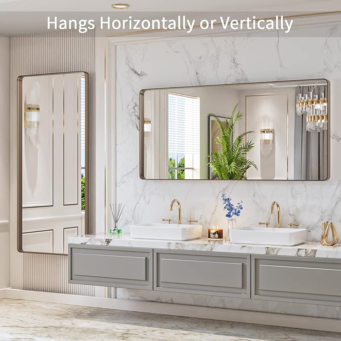 LOAAO 60”X28” Bronze Bathroom Mirrors