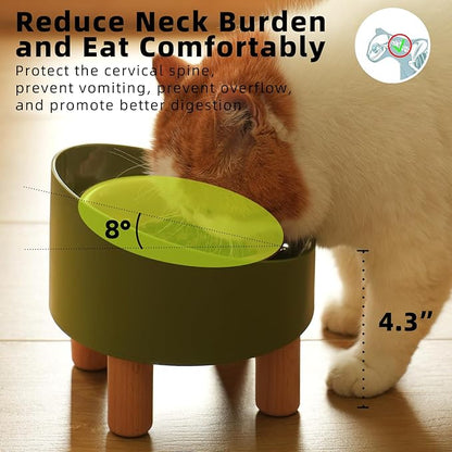 MS!MAKE SURE Cat Bowls, Adjustable Elevated Ceramic Cat Bowls with Anti-Slip Rubber Pad, Splash Guard, Lead & Cadmium Free, Whisker Friendly, for Puppies & Cats - 5.1" Wide, 295ML (10 oz), Pink-Green