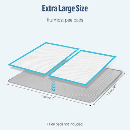 Pee Pad Holder for Dogs 57''x40'' Silicone Puppy Pee Pad Tray, Light Grey | Extra Large Dog Potty Tray Leak-Proof, High Edge, No Spill Training Pads for Floor Protection, No Pee Pads