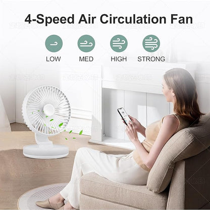 MAWFOZIN Small Desk Fan With Night Light, Auto Oscillating Table Fan With