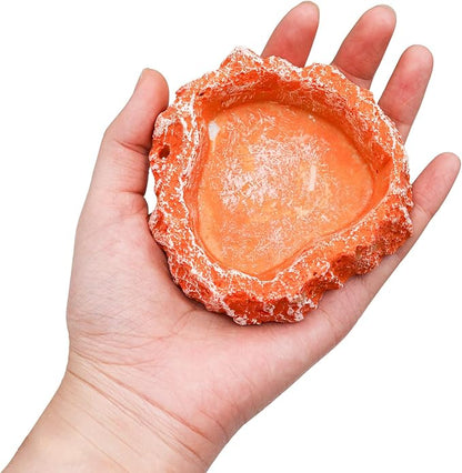3 Pack Reptile Food Dish, Resin Hermit Crab Food & Water Bowl, Reptile Feeding Food Dish Kit, Tank or Aquarium Accessory, Suitable for Turtle Lizard Hermit Crab Snail Bearded Dragon Leopard Gecko