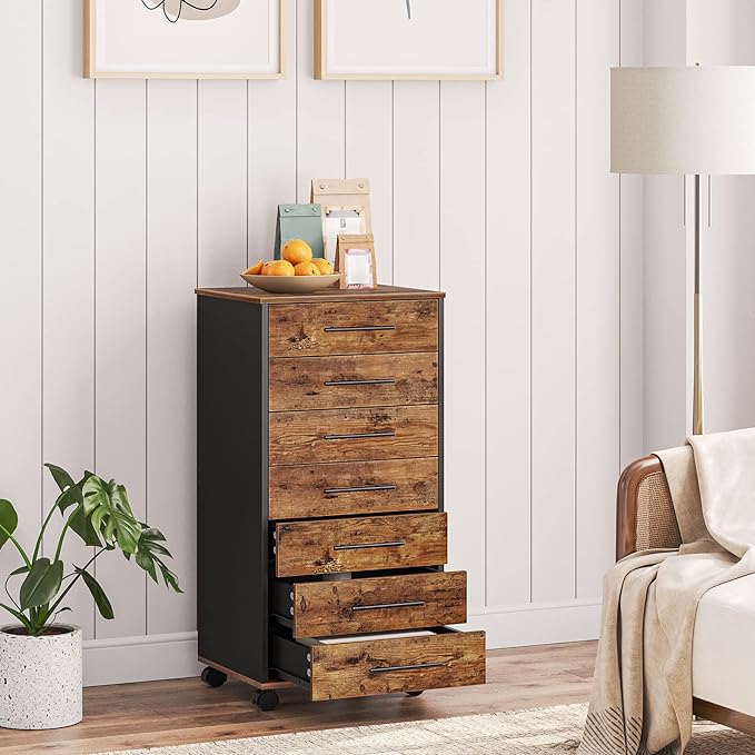 HOOBRO 7-Drawer File Cabinet, Wooden Office Cabinet