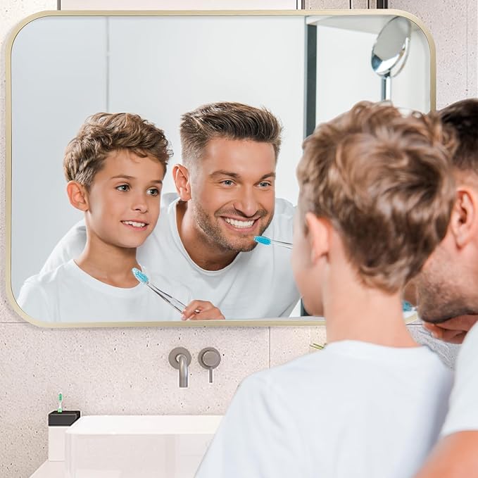 Gold Mirror, 40x30 Inch Framed Rectangle Mirror