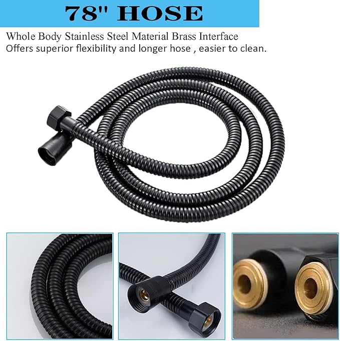 6'' Square High Pressure Rain Black Shower Heads