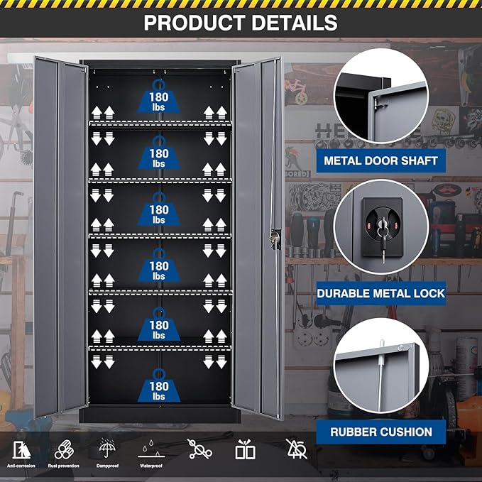 71” Tall Metal Storage Cabinet- Steel File Cabinets