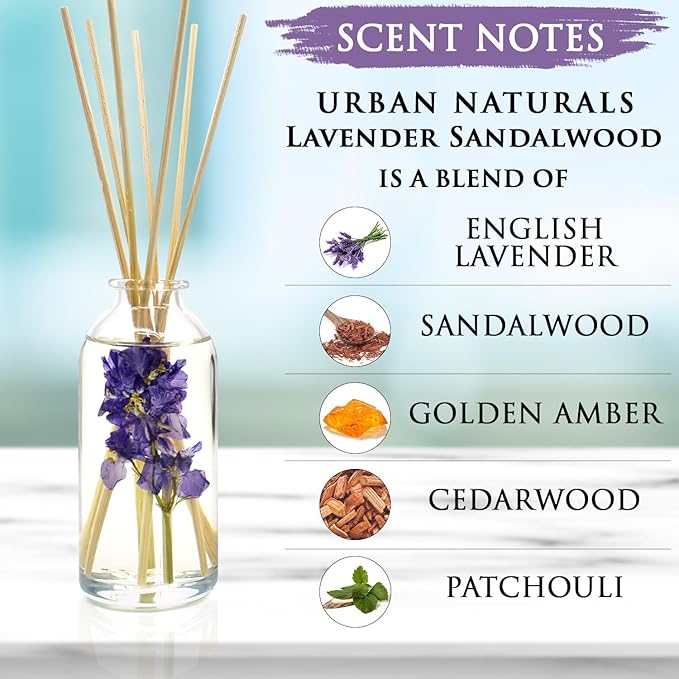 Urban Naturals Lavender Sandalwood Essential Oil Reed Diffuser Set