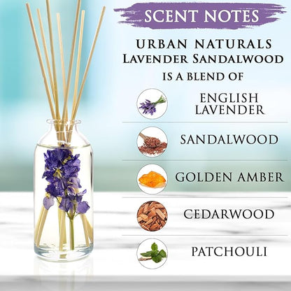 Urban Naturals Lavender Sandalwood Essential Oil Reed Diffuser Set