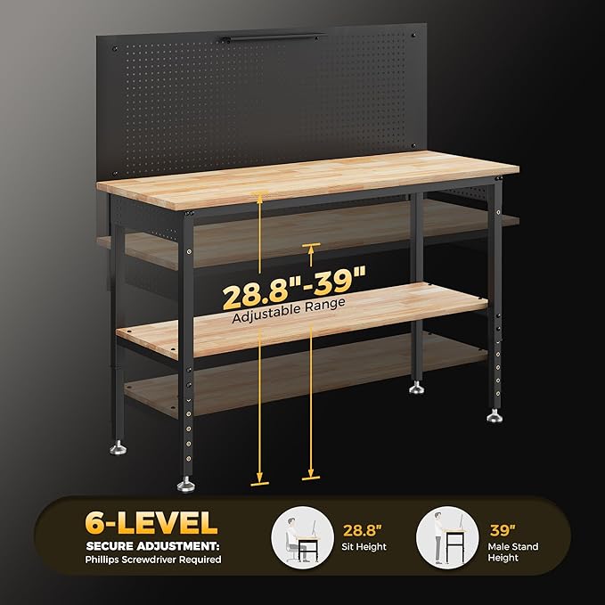 60" Work Bench Adjustable Height