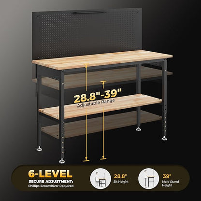60" Work Bench Adjustable Height