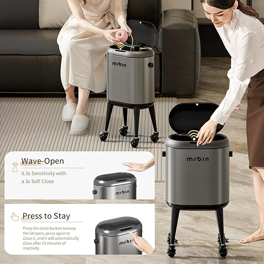 MRBIN Stainless Steel Slim Bathroom Motion Sensor Trash Can
