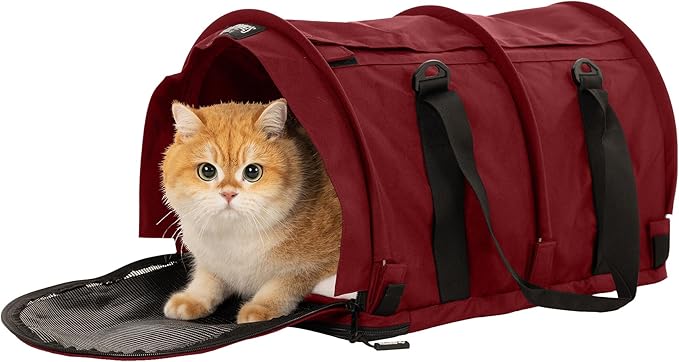 SturdiBag Pro 2.0 Pet Travel Carrier for Cats and Dogs | Soft Sided Pet Carrier Bag with Safety Clips and Seatbelt Straps for Car Travel | XL, Bordeaux