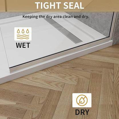 Shower Glass Panel 36" W * 76" H, Semi-Framed Glass Screen, Single Panel