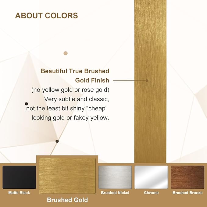 ANDY STAR Gold Bathroom Mirror, 24x36 Brushed Brass Rectangle Metal Frame Mirror