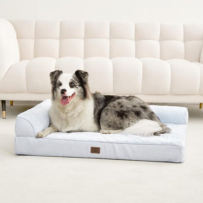 EHEYCIGA Memory Foam Dog Bed for Crate, L Plus Orthopedic Dog Bed, Washblue | Washable Removable Cover, Waterproof Flat Pet Sofa Couch with Nonskid Bottom, 41x27x6.5
