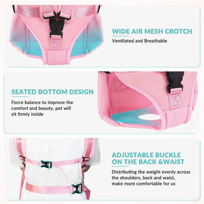 Lukovee Dog Backpack Carrier, Legs Out Easy-fit Dog Front Carrier for Small Medium Dogs, Adjustable Hands Free Dog Chest Carrier for Hiking Cycling (Pink,X-Large)