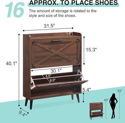 Shoe Storage Cabinet, Farmhouse Shoe Organizer