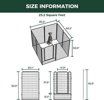 FXW Rollick Unleashed Dog Playpen for Indoor, Yard, RV Camping, 50 inch 8 Panels for Large Dogs, Black│Patented