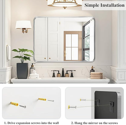 Fabuday Bathroom Mirror Silver 30x40 Inch