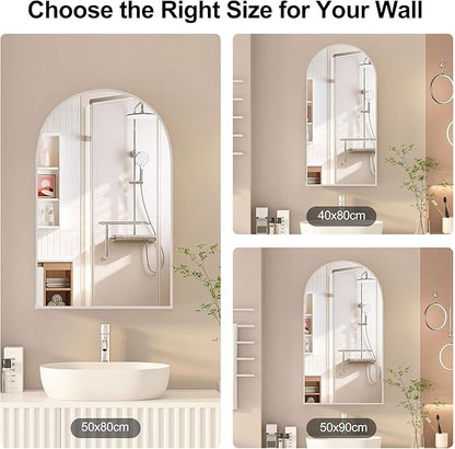 Arched Medicine Cabinet with Mirror, Brushed Nickel Mirror Cabinet with Storage