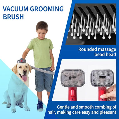2-in-1 Pet Grooming Kit Compatible with Dyson V7 V8 V10 V11 V15 Cleaner | Dog Hair Vacuum Attachment Removes Loose Hair Dander Undercoat Tangles Self-Cleaning with Extended Vacuum Hose Trigger Lock